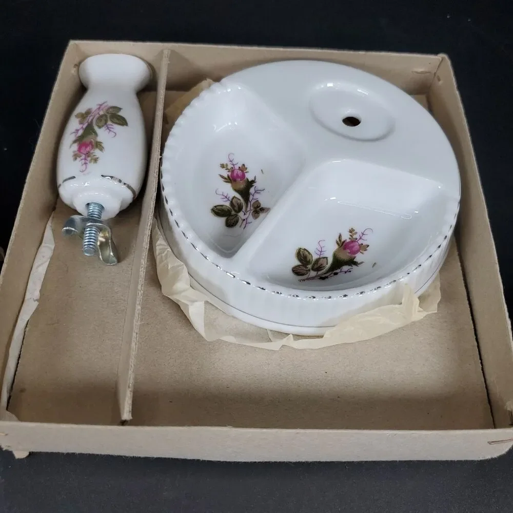 Antique Porcelain Pedestal Vanity Mirror Hand Painted Floral Victorian